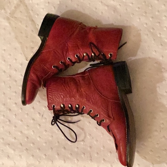 Justin red vintage from the 80’s lace up leather boots # 5.5 B/M. - Picture 8 of 10